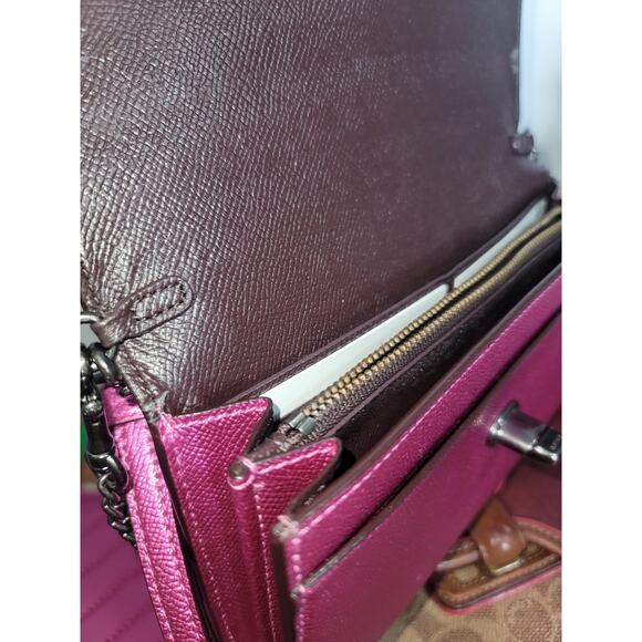 Coach Marlow Turnlock Chain Crossbody – Metallic Pink Leather - Picture 5 of 5
